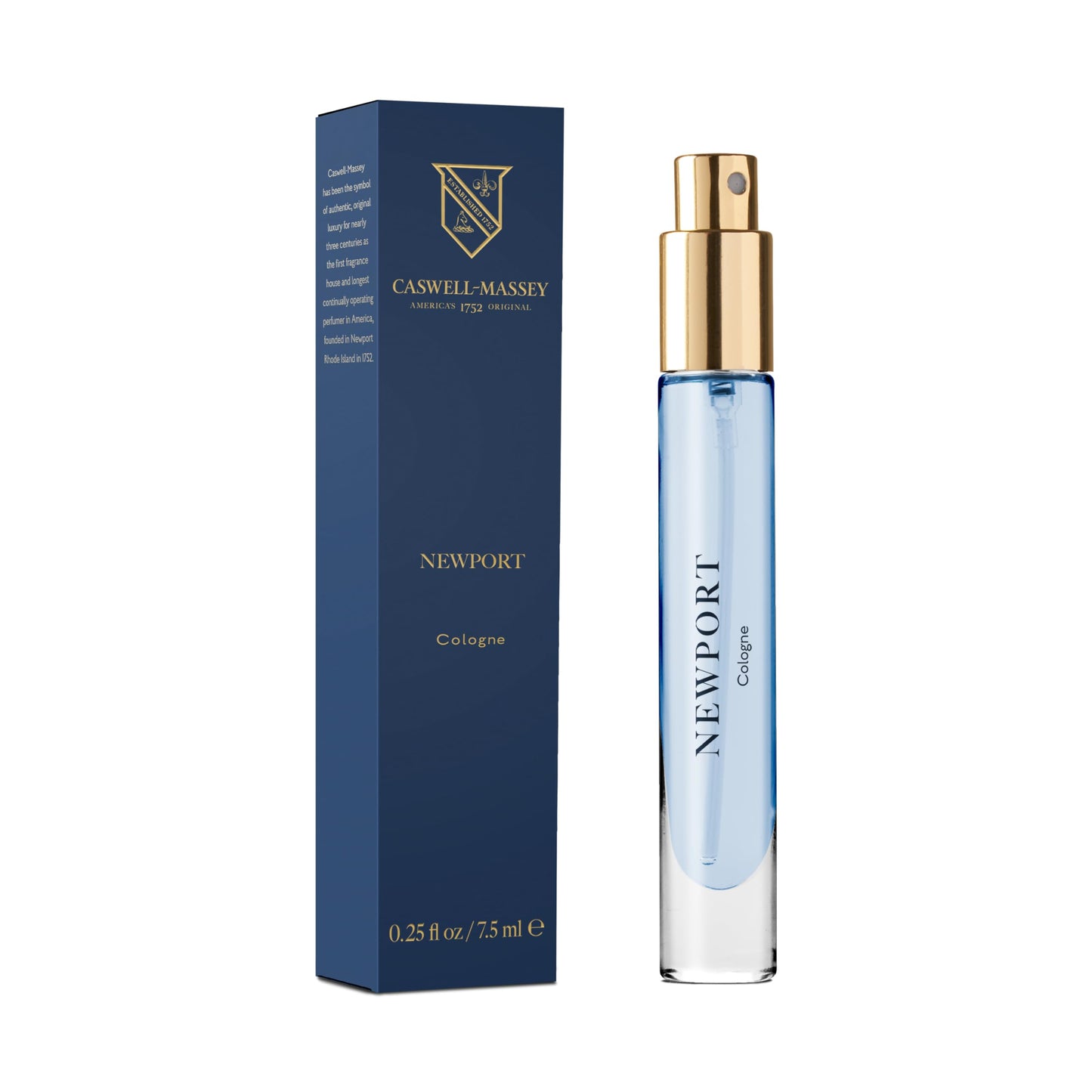 Caswell-Massey Newport Cologne Spray, Seaside Cologne with Mandarin, Balsam & Cedarwood, Fragrance for Men, Made in USA, 0.25 Oz