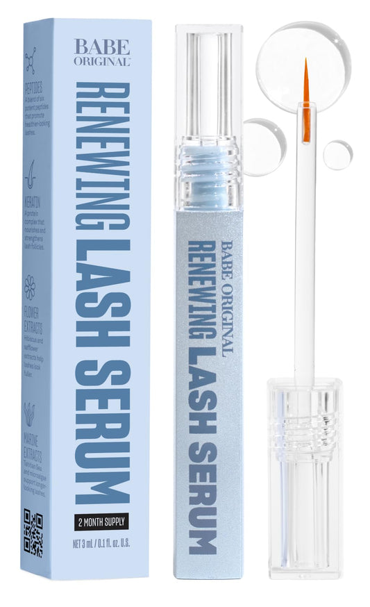 BABE ORIGINAL Renewing Lash Serum - Prostaglandin-Free, Peptide-Infused Gentle Lash Serum for Fuller, Longer-Looking Lashes, Lash Enhancing Treatment