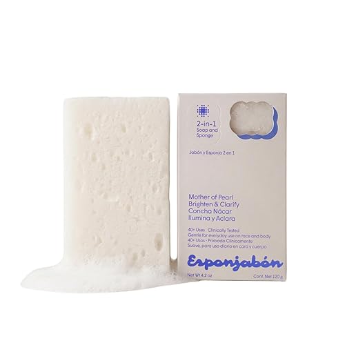 EsponJabon Mother of Pearl, Lightening Effect, Sponge Inside, Soap Outside, Multifunctional