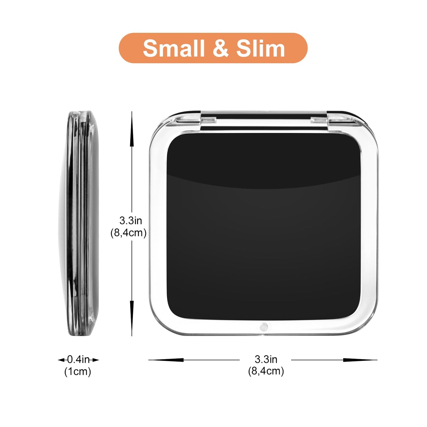 SANTOO Compact 15X Magnifying Makeup Mirror for Travel, Small Pocket Mirror-Handheld, Foldable & Portable 2-Sided with 15X Magnifying and 1X Mirror