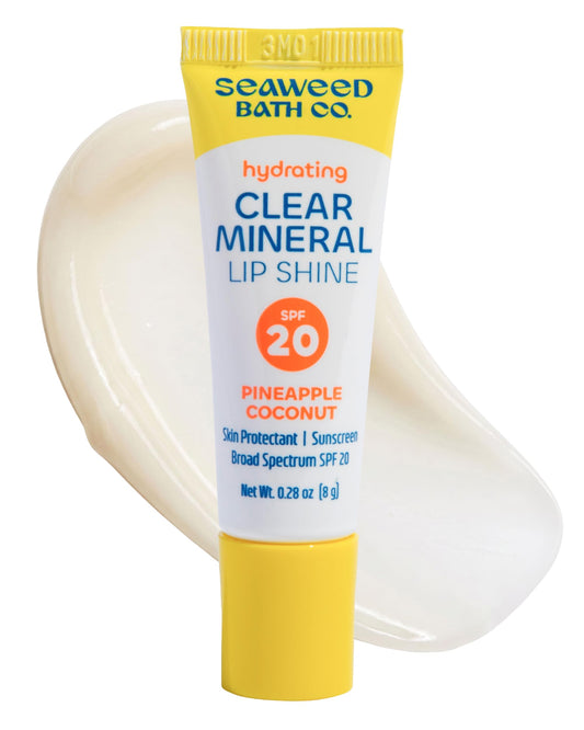 Seaweed Bath Co. Hydrating Clear Mineral Lip Shine - SPF 20 Sunscreen Zinc Oxide Lip Balm - Nourishing Care to Hydrate & Protect Dry, Chapped Lips Beauty and Personal Care The Seaweed Bath Co.