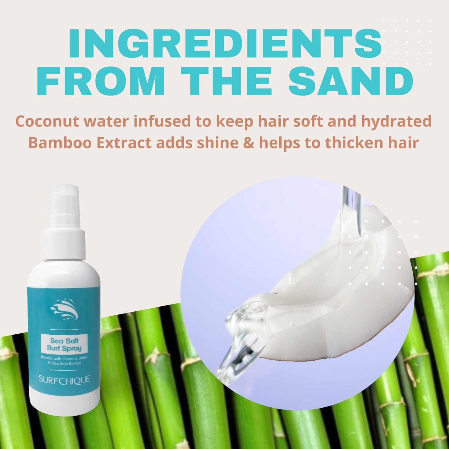 SURFCHIQUE Sea Salt Surf Spray with Coconut Water for Beachy Waves & Texture (8 oz)