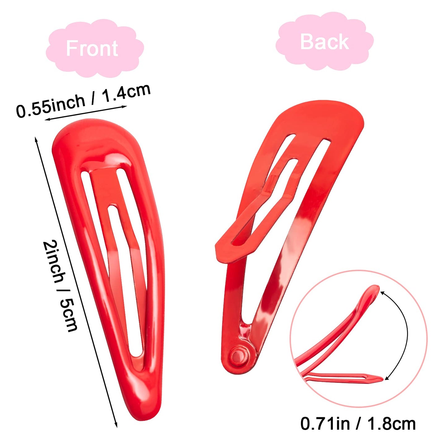 60Pcs Snap Hair Clips for Girls, Gingbiss 2 inch Silicone Coating Colorful Metal Hair Barrettes with Storage Case for Women Girls Kids, No Slip Hair