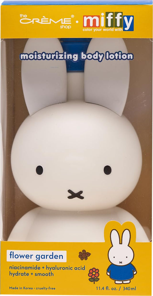 The Crème Shop Miffy Flower Garden Body Lotion, Hydrating and Nourishing Body Cream with Hyaluronic Acid and Niacinamide, Miffy Pump Bottle, Garden