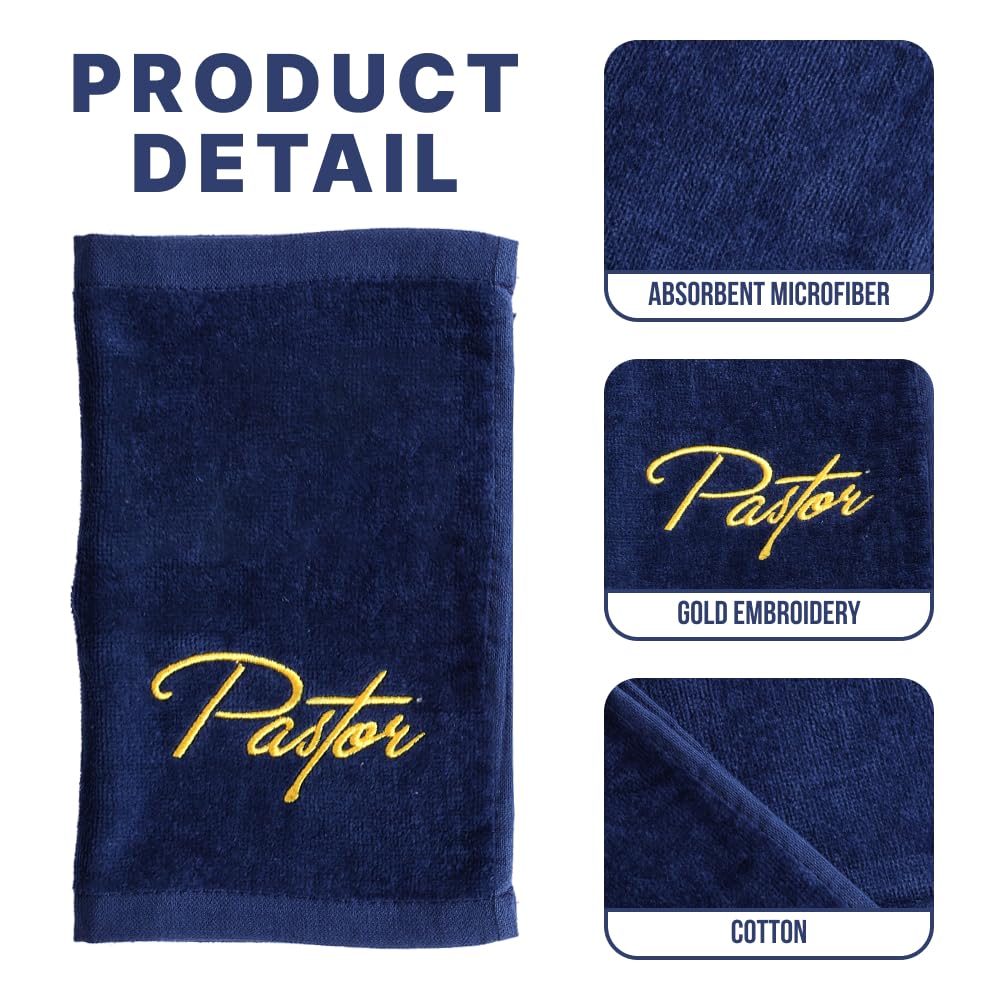 Swanson Christian Products Embroidered Hand Towels - 'Pastor' - Gifts for Pastor, Clergy, & Ministers - Pastor Towel - Hand Towel with Gold Lettering…