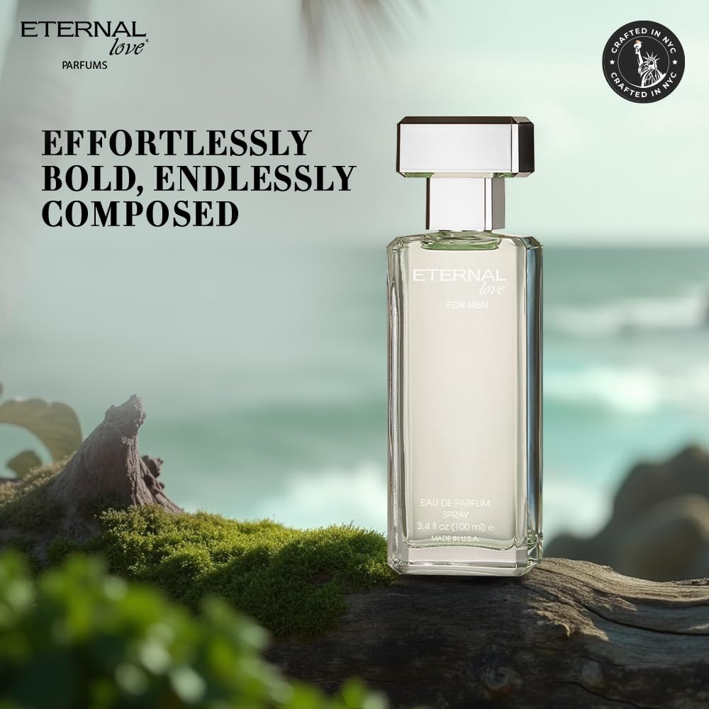 Eternal Love for Men - Long Lasting Eau de Parfum Spray - Premium Clean Fragrance with Amber & Cedarwood - Fresh Sophisticated Scent - 1.7oz
