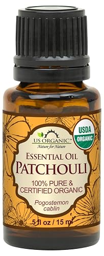 US Organic 100% Pure Patchouli Essential Oil - USDA Certified Organic, Steam Distilled - W/Euro droppers (More Size Variations Available) (15 ml / .5