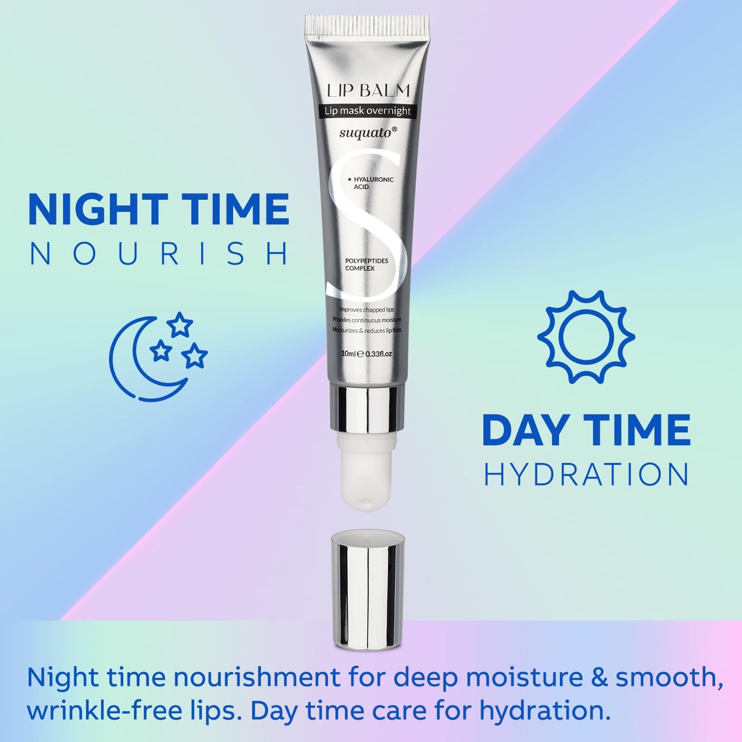 Peptide Lip Treatment Butter Balm: Mini Plumping Gloss Set for Dry Care, With Hyaluronic Acid and Mask Overnight for Glowy Skin, Travel Size Night