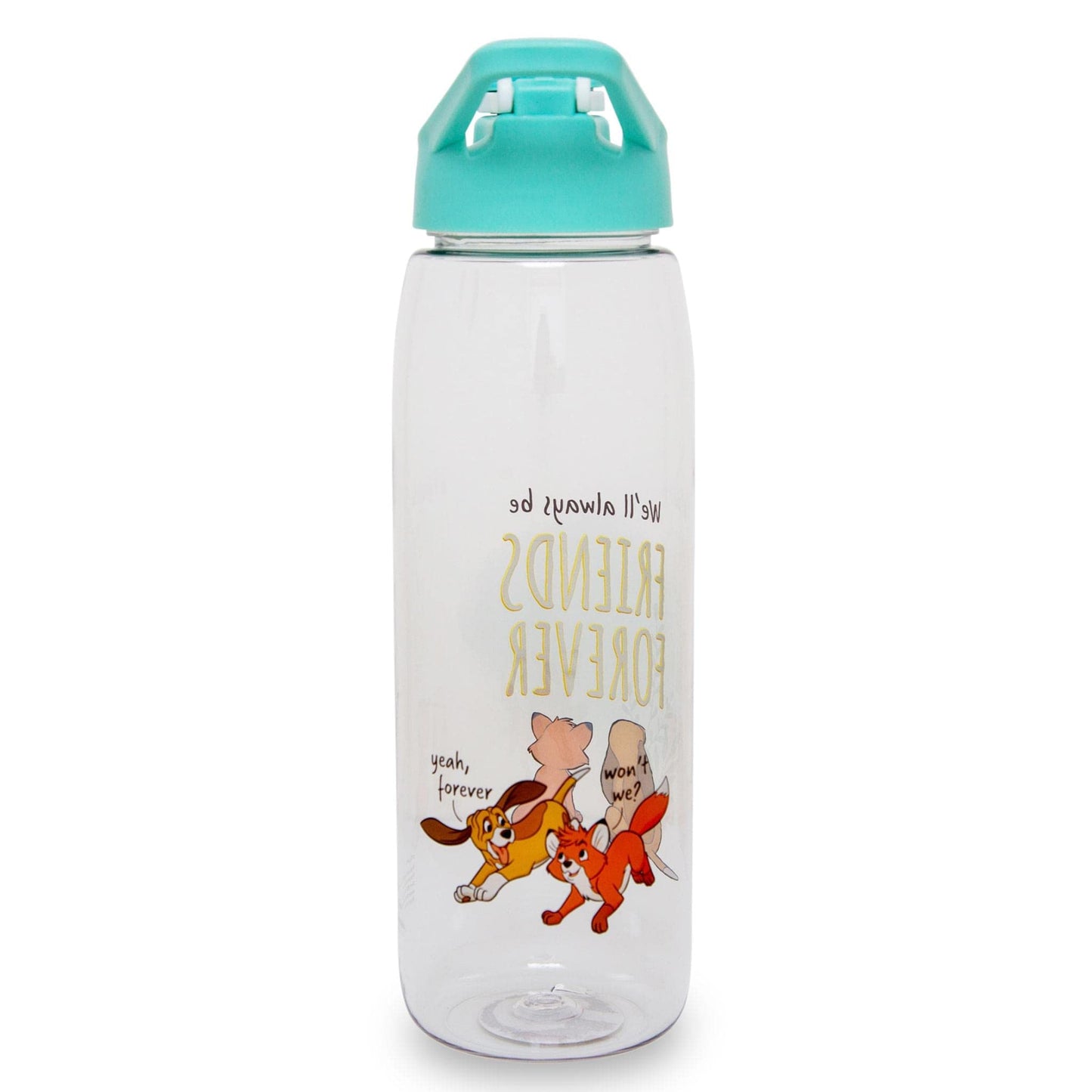 Toynk Disney Fox and the Hound Friends Forever 28-Ounce Water Bottle With Lid | BPA-Free Plastic Sports Jug With Leakproof Screw-Top Lid | Hydration