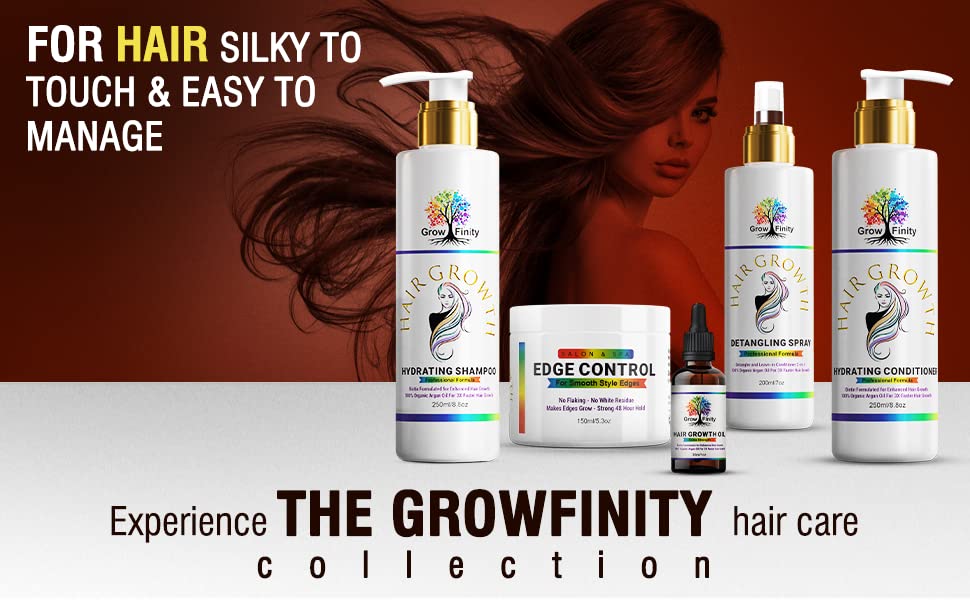 GrowFinity Hair Growth Gel with Biotin and Argan Oil for Rapid Growth | Strong 48-Hour Hold Styling Gel for Edges | Extra Large 5.3 Oz