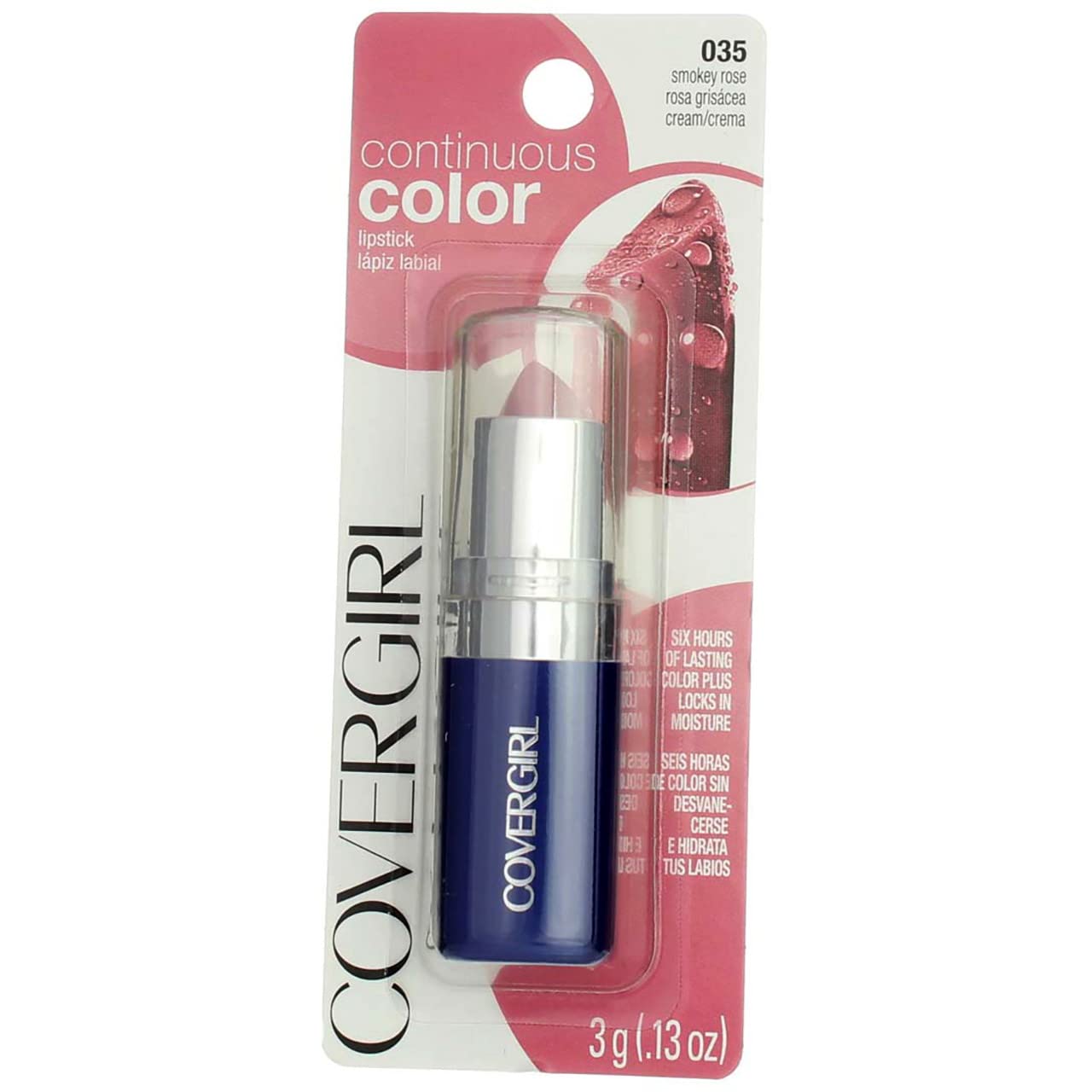 CoverGirl Continuous Color Lipstick, Smokey Rose [035] .13 oz (Pack of 6)