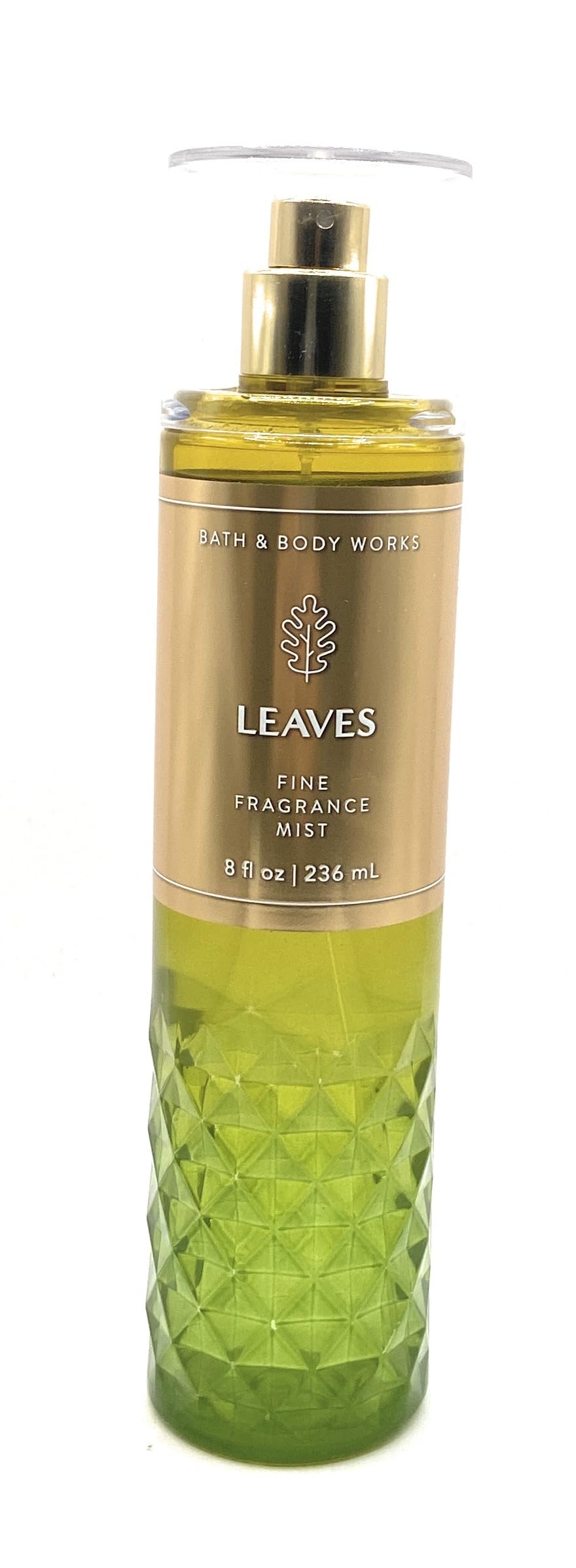 Bath and Body Works Leaves Fine Fragrance Mist 8 Fluid Ounce Body Spray Diamond Plate Decorative Bottle (2023 Limited Edition)