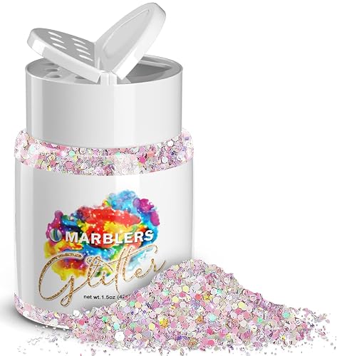 MARBLERS Holographic Glitter [Mixed Pink] 1.5oz (42g) | Chunky | Non-Toxic, Vegan, Cruelty-Free | Face, Body, Eyeshadow, Hair, Festival, Party Makeup