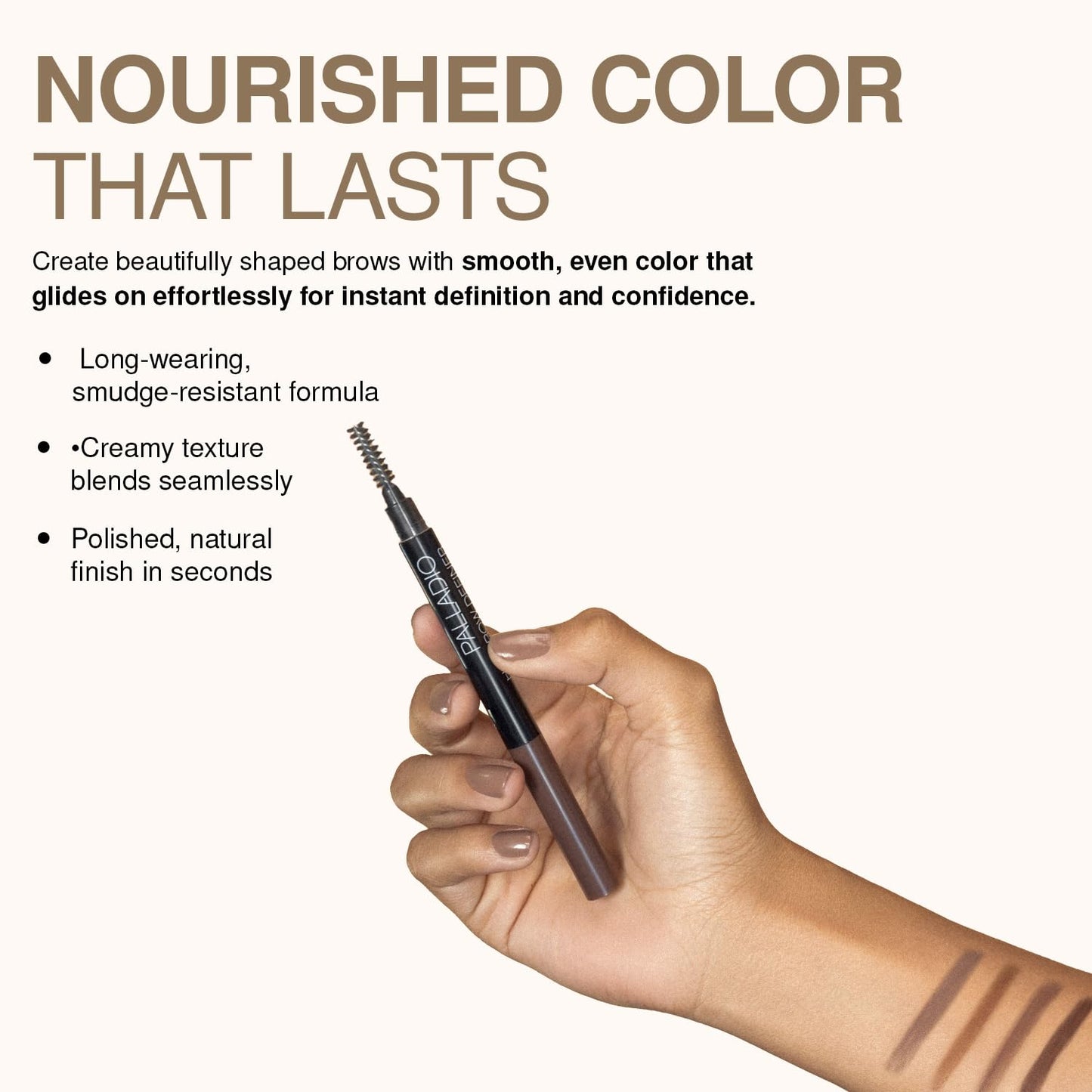 Palladio Brow Definer Retractable Pencil, Triangular Tip Fills Brows for a Natural Look, Tame and Shape Eyebrows with Spoolie Brush, Eyebrow Shaper
