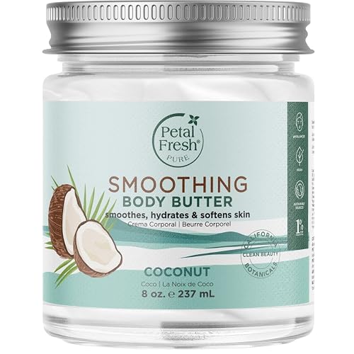 Petal Fresh Pure Smoothing Coconut Body Butter, Organic Argan Oil, Shea Butter, Intense Hydration, For All Skin Types, Natural Ingredients, Vegan