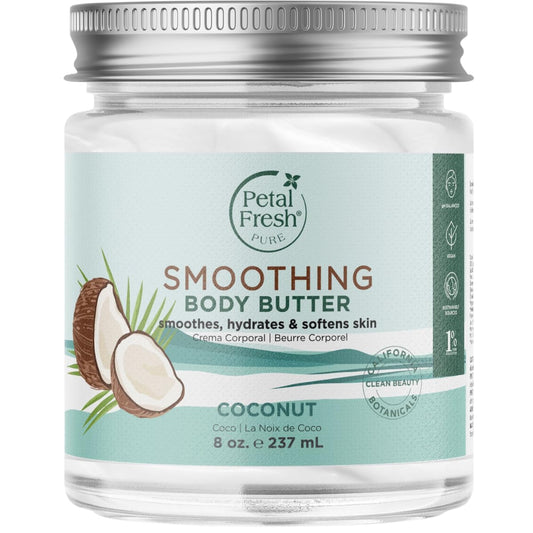 Petal Fresh Pure Smoothing Coconut Body Butter, Organic Argan Oil, Shea Butter, Intense Hydration, For All Skin Types, Natural Ingredients, Vegan Beauty & Personal Care Petal Fresh