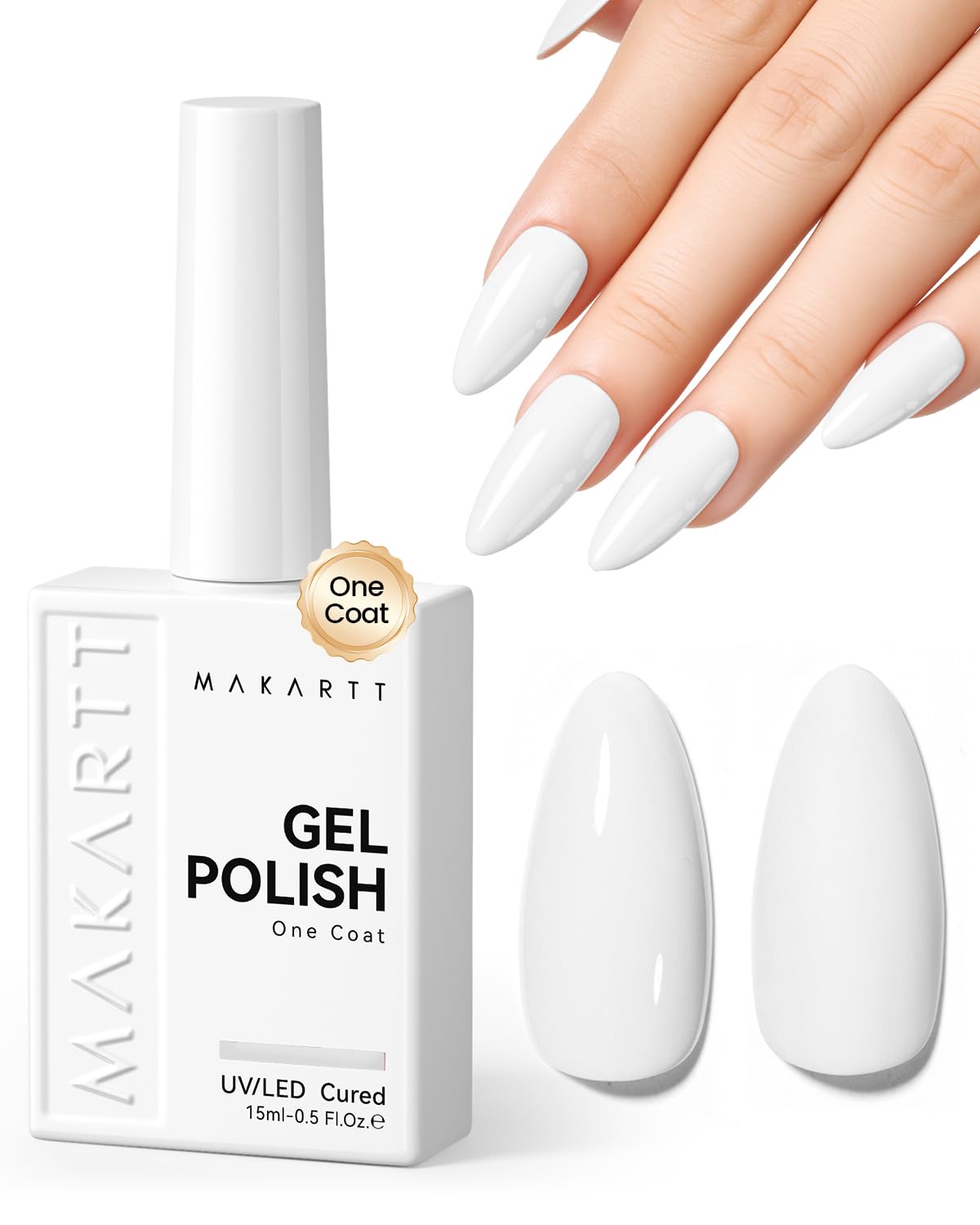 Makartt Ultra-Pigmented White Gel Nail Polish 15ml: One Coat White Gel Polish High Gloss Shine, Salon-Grade UV Polish Gels Perfect for French Tips Beauty and Personal Care Makartt