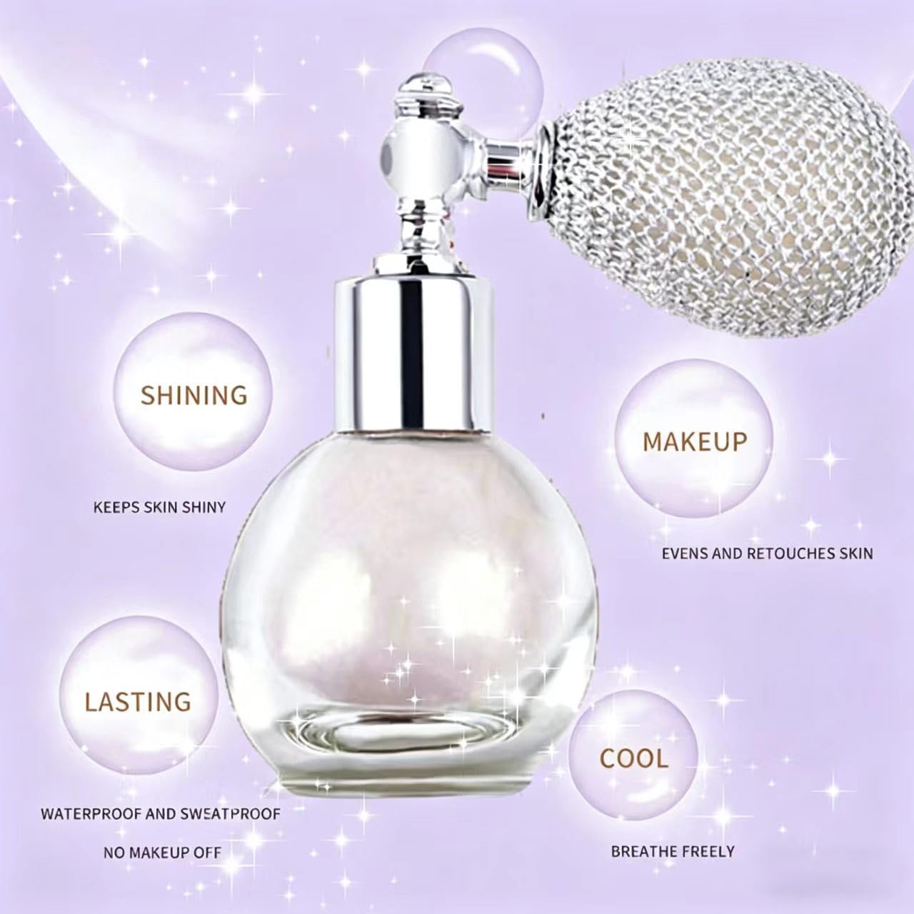 Glitter Powder Spray, Loose Shimmer Powder, Highlighter Spray Makeup for Face Body Hair, Lasting Glitter Hairspray, Cosmetic Sparkling Body Makeup