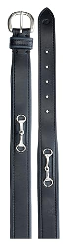 Equinavia Tirild Womens Leather Equestrian Horse Riding Belt with Bit Design - Black/Grey - M
