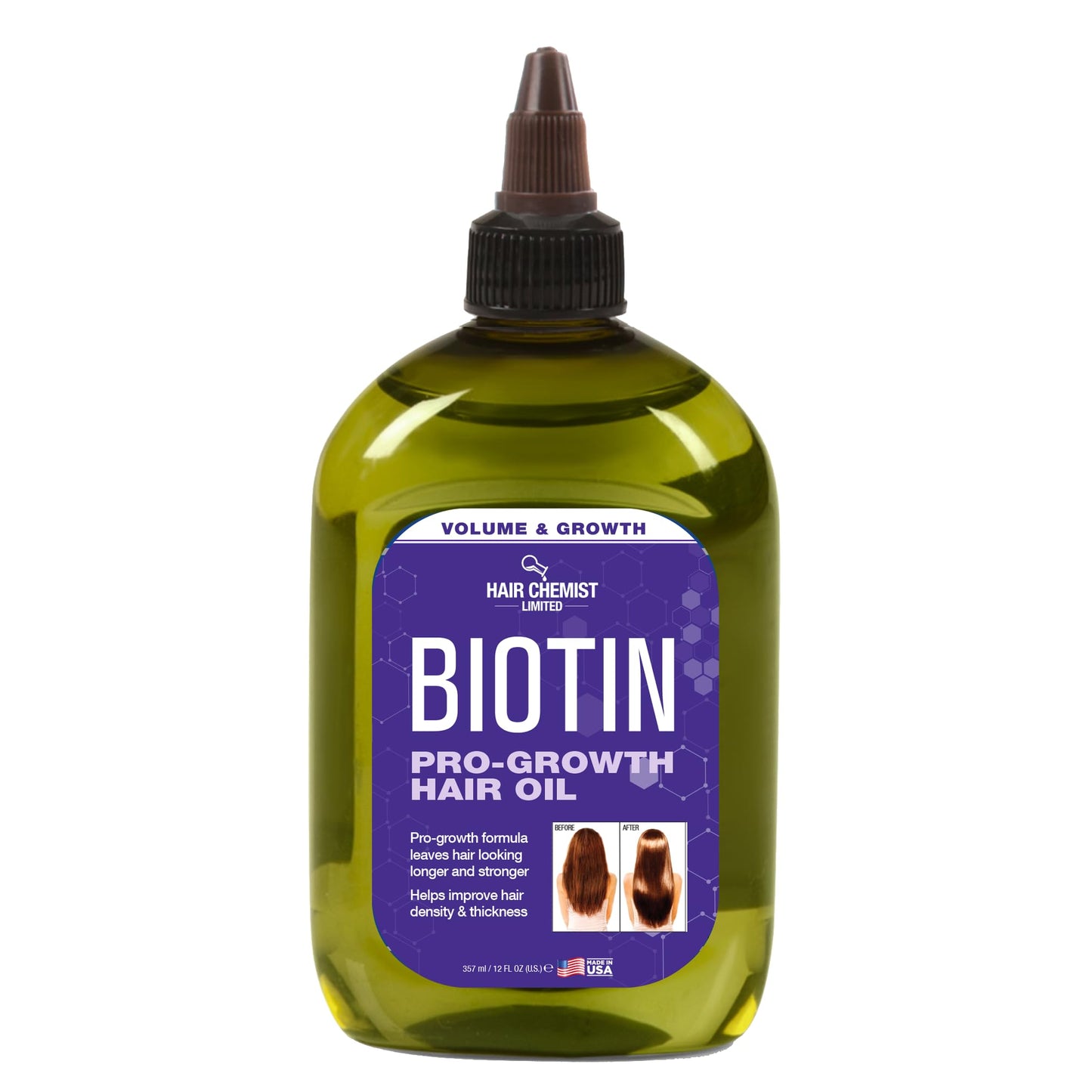 Hair Chemist Pro-Growth Biotin Hair Oil, Large 12 oz. - Hair Oil for Hair Growth