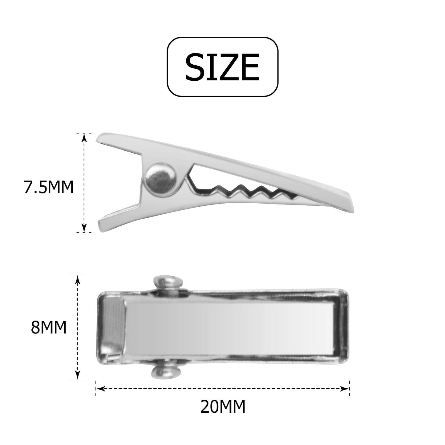 Alligator Hair Clips, 100pcs 2cm Single Prong Duckbill Hair Clips with Teeth Flat Top Crocodile Hair Pins Barrette for Hairbow Accessory Crafts