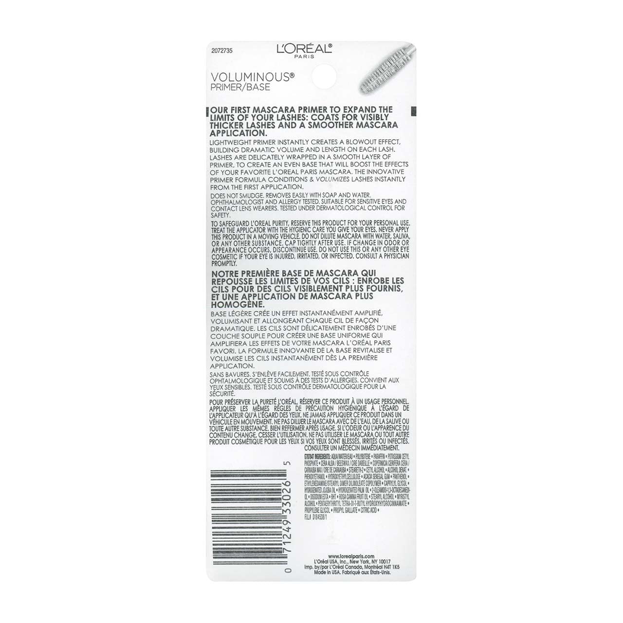 L'Oreal Paris Voluminous Primer Mascara, White Primer, 0.24 fl. oz.