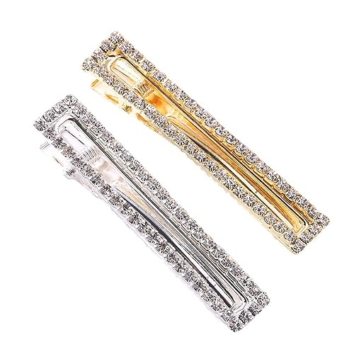 Gold & Silver Crystal Metal Alligator & Duckbill Hair Clips - Rhinestone Stylish Barrettes with Teeth - Hair Pins & Bobby Pins - Slide for Women