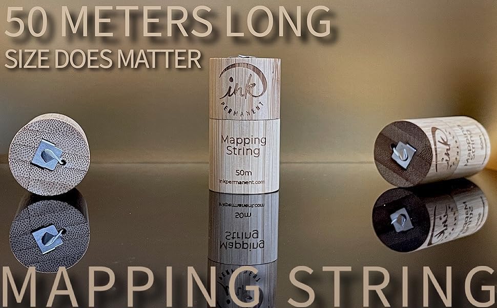 Ink Permanent [Large 50 Meters - 165 Feet] Premium White Bamboo Pre-Inked Mapping String Fine Thread Pre-Inked Microblading String for Brow Mapping…