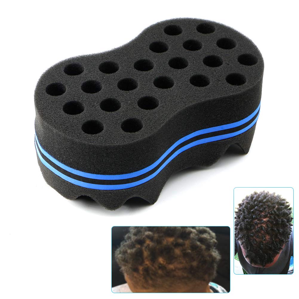 RioRand Hair Sponge Magic Barber Twist Curl Brush Sponge Dreads Locking Afro Coil Comb?Black 2 Count (Pack of 1))