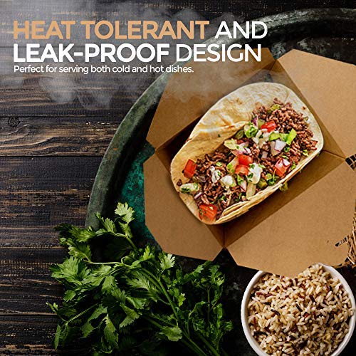 Stock Your Home Take Out Food Containers Microwaveable Kraft Brown Take Out Boxes 30 oz (50 Pack) Leak and Grease Resistant for Restaurant, Catering…