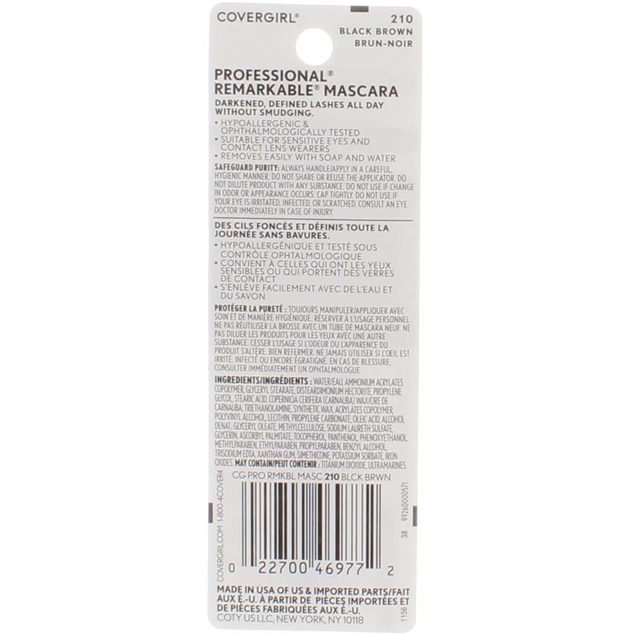 CoverGirl Professional Remarkable Washable Mascara, Black Brown [210] 0.30 oz
