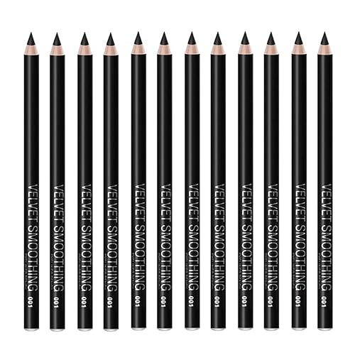 Black Eyeliner Pencil Set - 12 PCs Matte Silky Formulas Waterproof Eye Crayon Liners