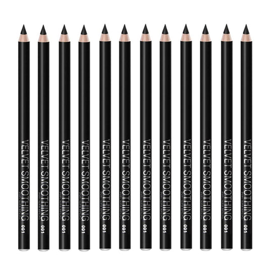 Black Eyeliner Pencil Set - 12 PCs Matte Silky Formulas Waterproof Eye Crayon Liners