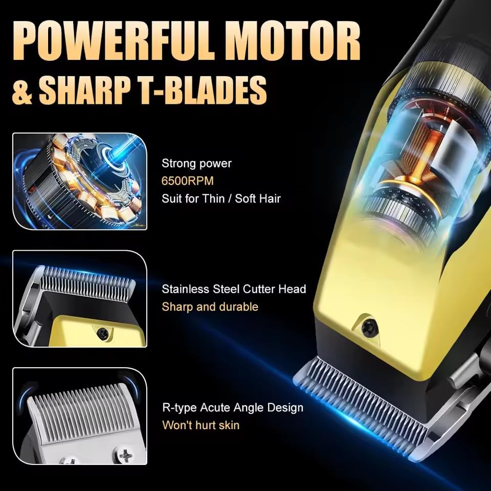 Professional Hair Clippers for Men, USB Charging Beard Trimmer Shaver Electric Kit, Cordless Barber Clippers and Trimmers Set, Hair Cutting Kit Beauty and Personal Care QDKVTNDJZ