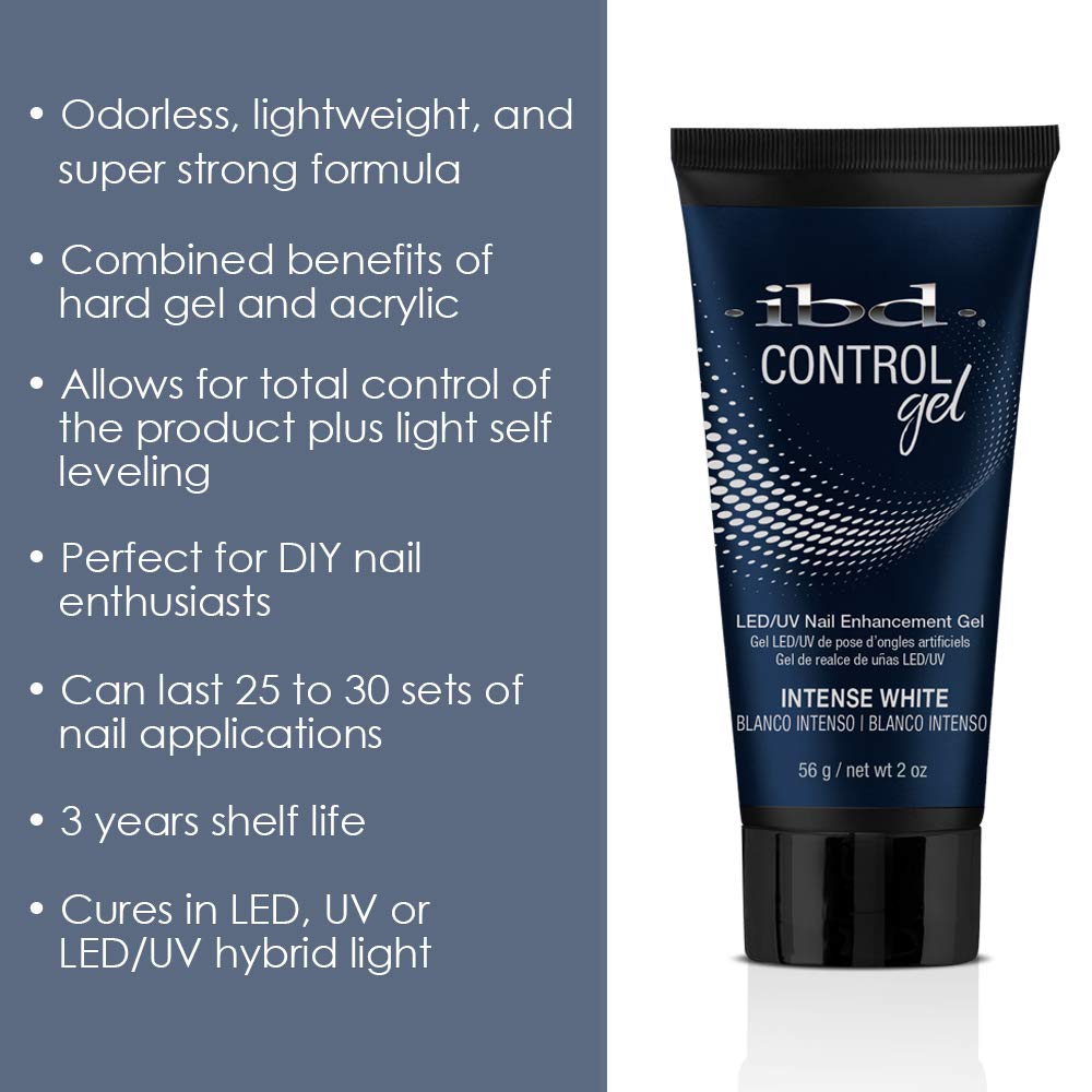 IBD Pro-Hybrid Nail Control Gel, Intense White LED/UV Nail Enhancement Gel, 2 oz Beauty & Personal Care IBD