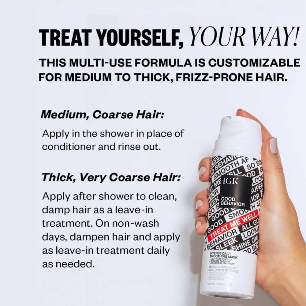 IGK GOOD BEHAVIOR Intense Daily Smoothing Mask | Vegan + Cruelty Free | 5 Oz