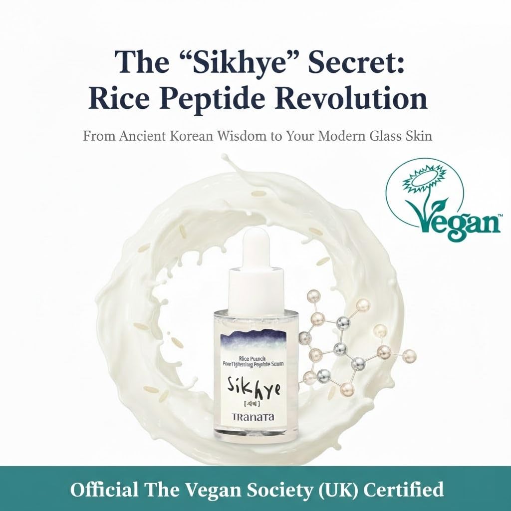 Tranata Rice Lipids Peptide Serum - UK Vegan Society Certified, 80% Rice Extract for Glass Skin Glow, Niacinamide & Adenosine High-Nutrition Barrier Beauty & Personal Care TRANATA