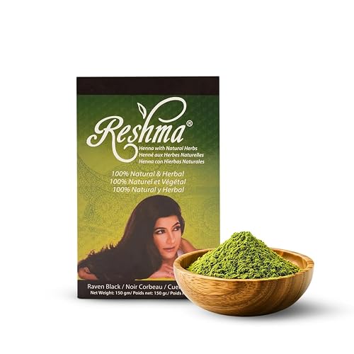 Reshma Beauty Ayurvedic Henna Hair Color Blend - Henna & Indigo with Herbal Extracts - Natural Deep Black/Raven Hair Color for Gray Blending - Heena