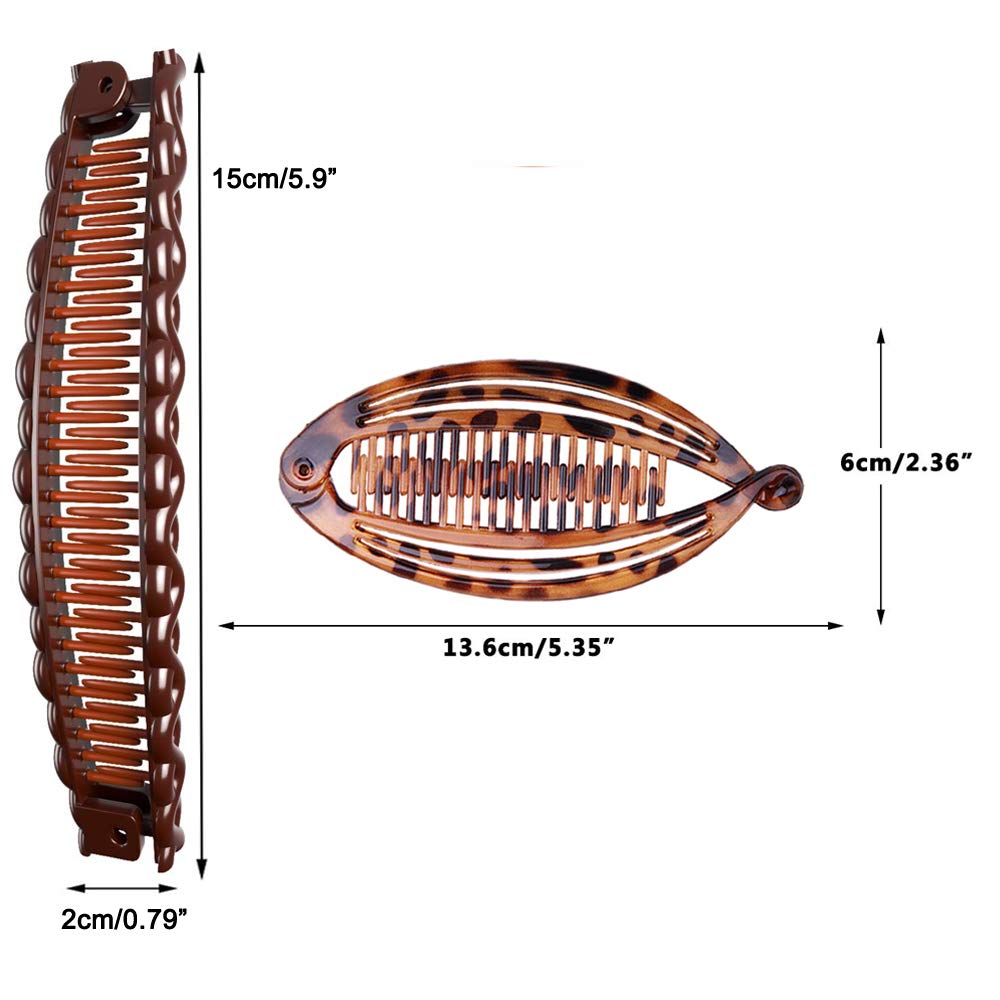 Aaiffey 4pcs Banana Hair Clips Vintage Clincher Combs Tool for Thick Curly Hair Accessories Fish Shape Ponytail Holer Claws Grips Clamp Clip Claws Set