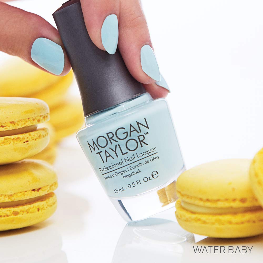 Morgan Taylor Nail Lacquer (Water Baby) Blue Professional Lacquer, Vibrant, Chip-Resistant, Fast-Drying, Long-Lasting, High-Shine, Perfect