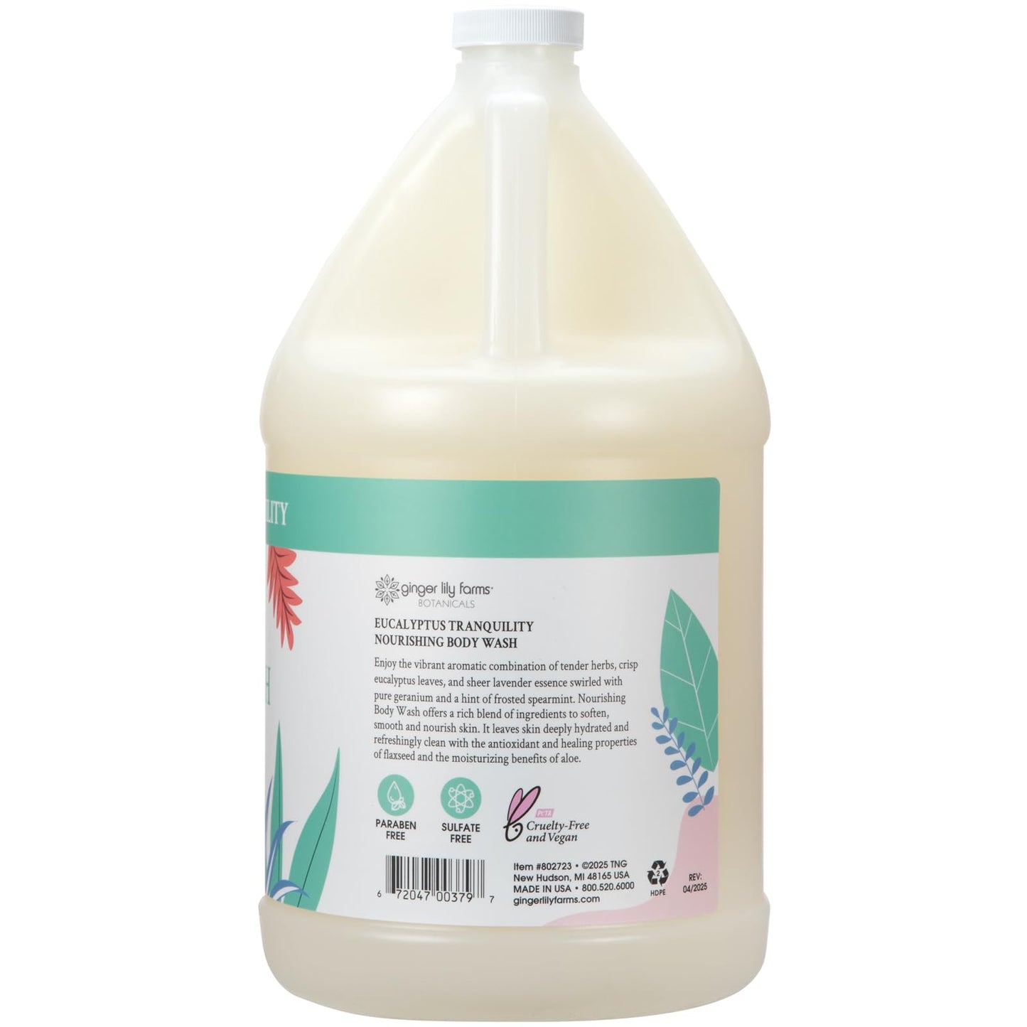 Ginger Lily Farms Botanicals Nourishing Body Wash, Eucalyptus Tranquility, 100% Vegan & Cruelty-Free, 1 Gallon (Pack of 4) Beauty & Personal Care Ginger Lily Farms