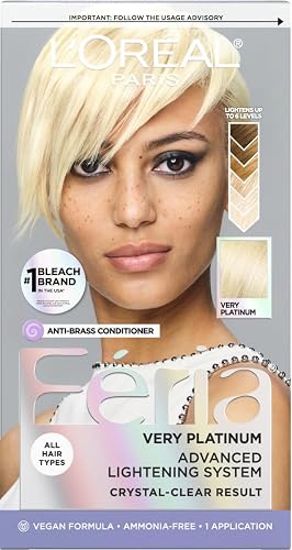 L'Oreal Paris Feria Multi-Faceted Shimmering Permanent Hair Color, Very Platinum, Pack of 1 Hair Dye Kit