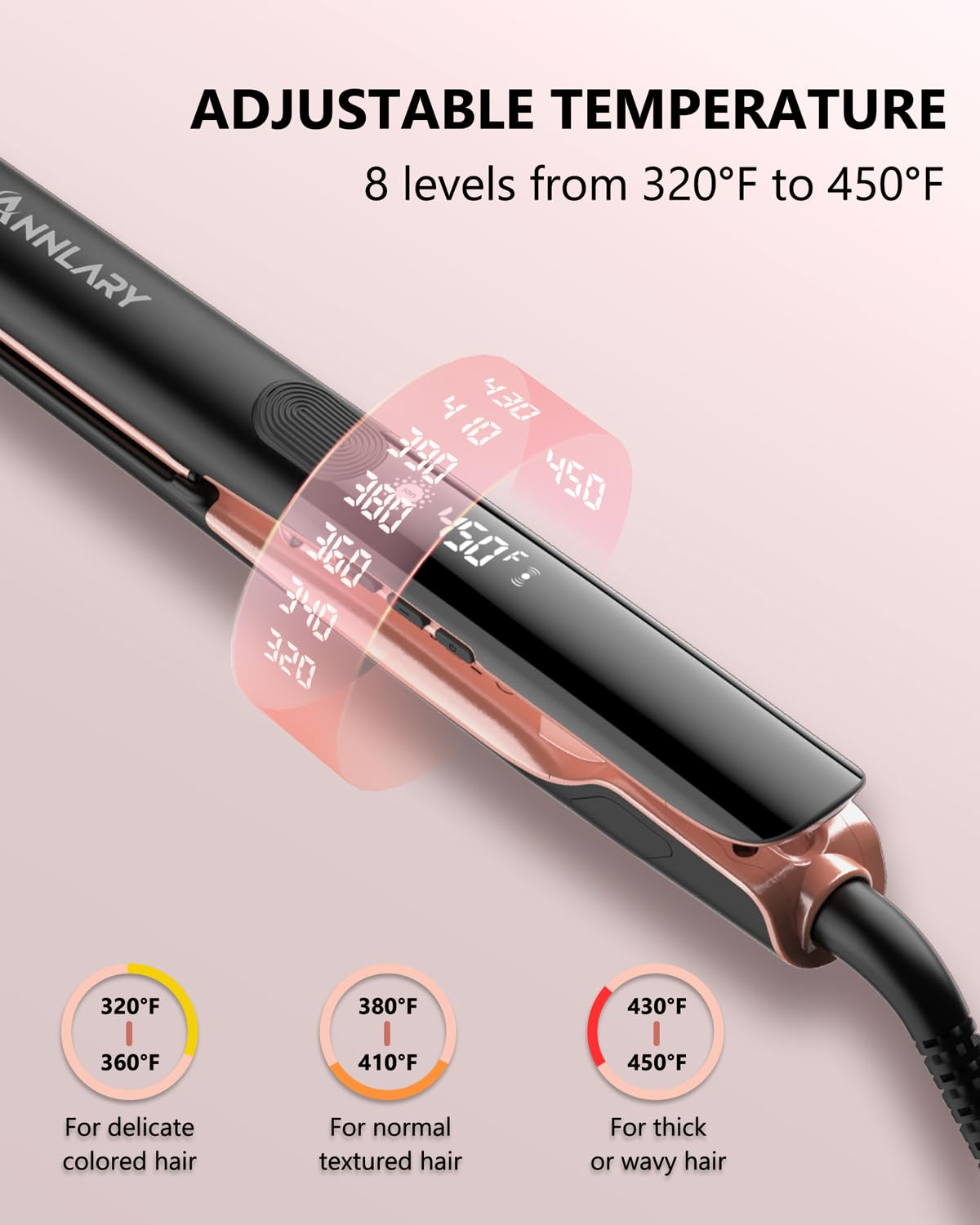 Annlary Hair Straightener 1 Inch Flat Iron and Curler 2 in 1 Titanium Ceramic Ionic Dual Voltage Straightener with Heat-Resistant Silicone, for Less Beauty and Personal Care ANNLARY