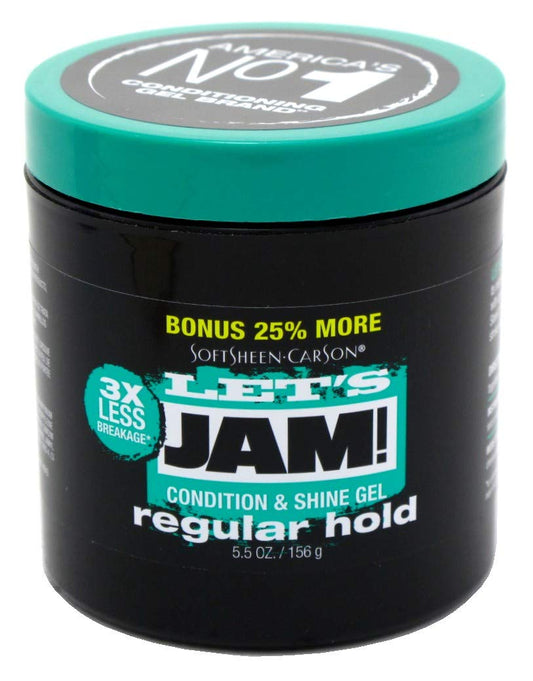 Lets Jam Condition & Shine Gel Regular Hold 5.5 Ounce Jar (162ml) (Pack of 2)