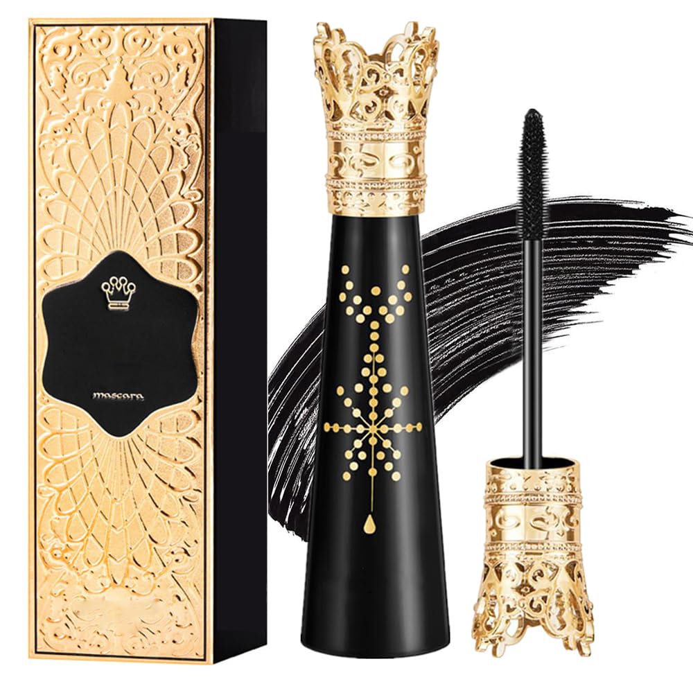4D Silk Fiber Lash Mascara Waterproof, Liquid Lash Extension Crown Mascara Black Volume and Length, Long Lasting, Thickening & Lengthening, All Day
