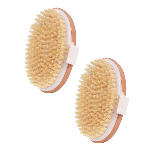2 Pack Dry Brushing Body Brush for Lymphatic Drainage,Exfoliating Natural Bristle Body Scrubber for Women,Bath & Body Brushes for Blood Beauty and Personal Care Gooddyiyukey