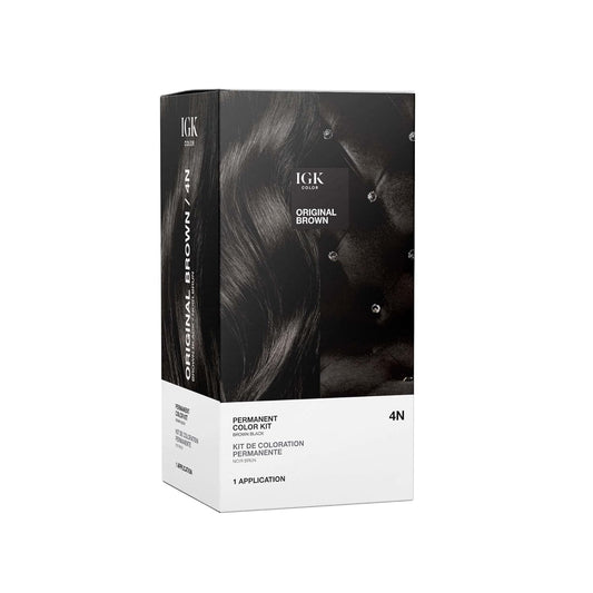 IGK Permanent Hair Dye Color Kit | 4N Original Brown - Brown Black | 100% Gray Color Coverage + Strengthen + Shine | Ammonia Free Beauty & Personal Care IGK