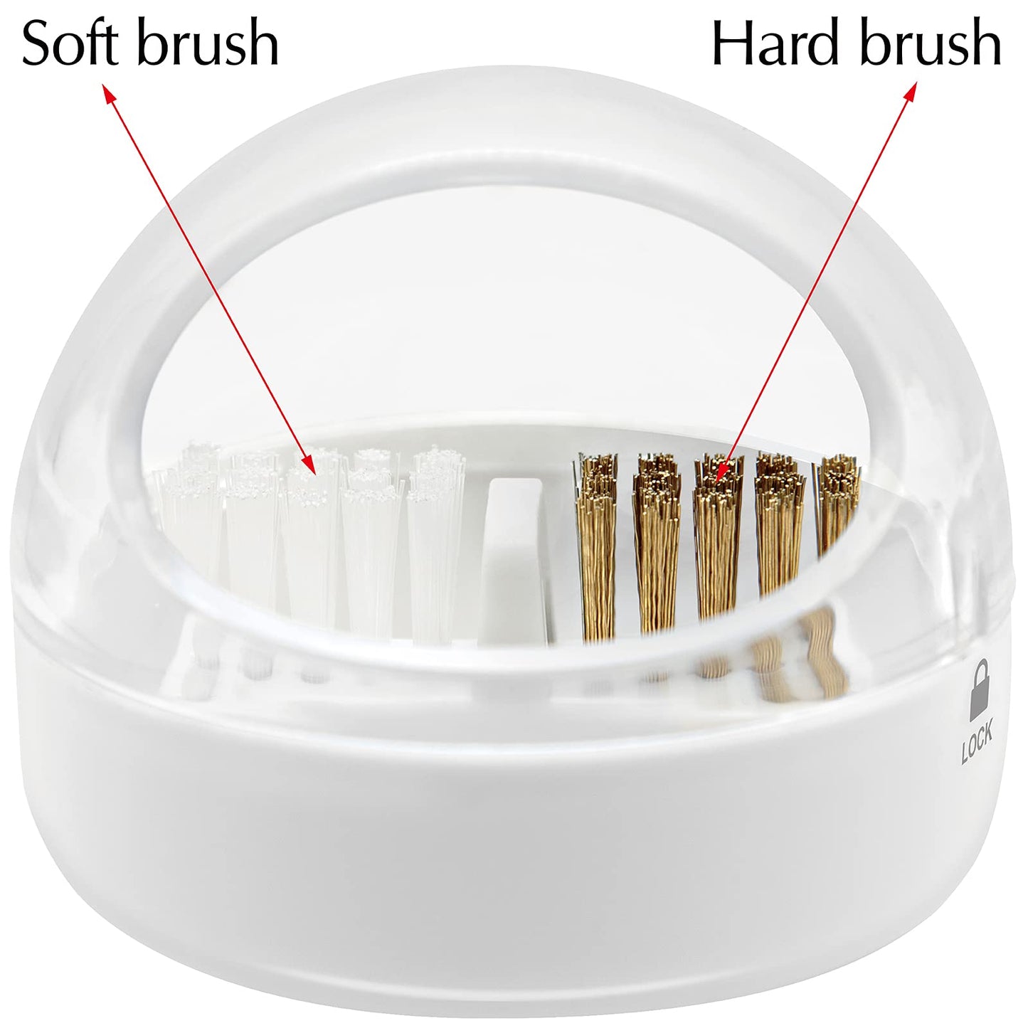 HiANNE Nail Art Cleaner Tool Case with Steel Wire Brush and Nylon Brush for Cleaning Carbide/Ceramic Nail Drill Bits, Anti-splash Design, Removable
