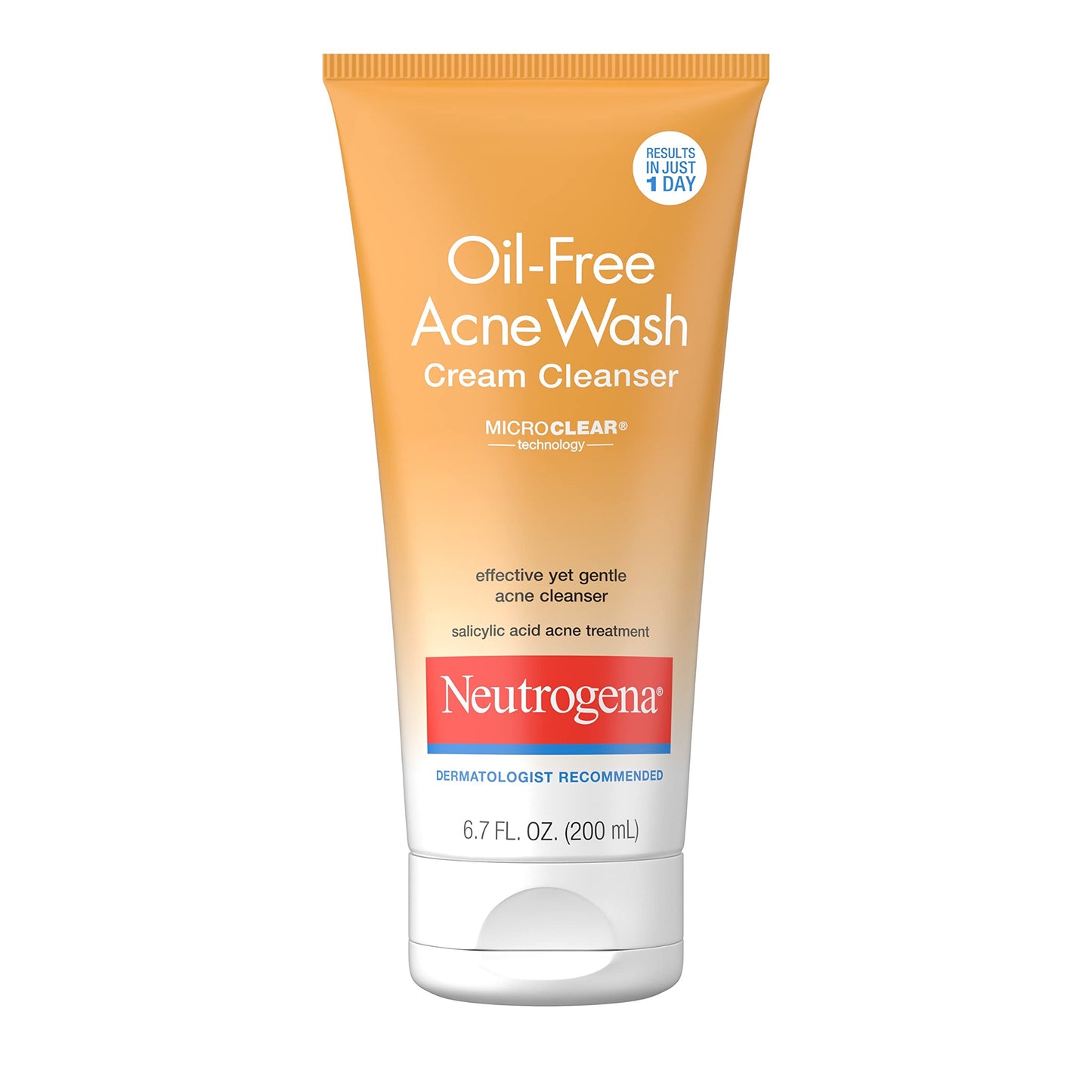 Neutrogena Oil-Free Acne Face Wash Cream Cleanser with 2% Salicylic Acid Acne Treatment, Non-Comedogenic & Gentle Daily Facial Cleanser for Acne-Prone