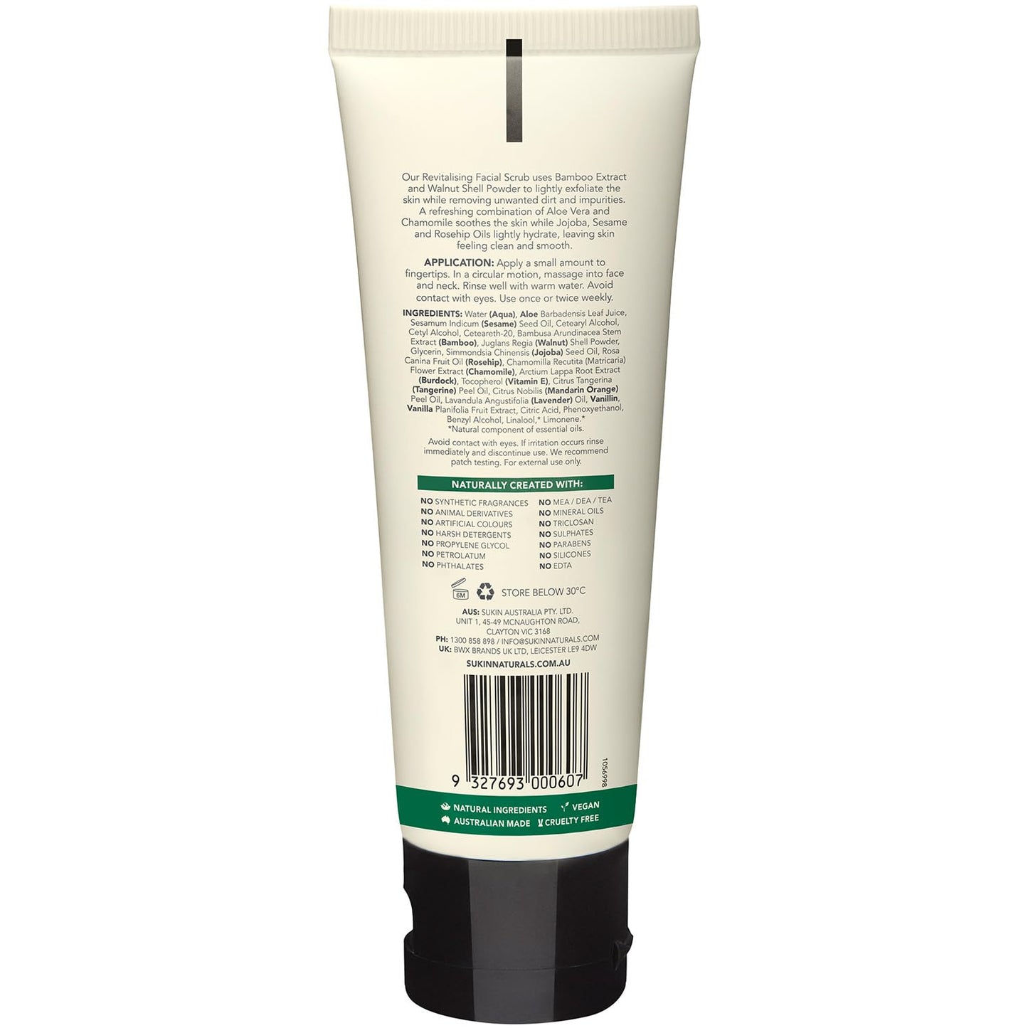Sukin Signature Facial Scrub, Revitalizing - Natural Face Exfoliant with Bamboo Extract + Walnut Shell Powder, Microbead-Free, 4.23 Oz